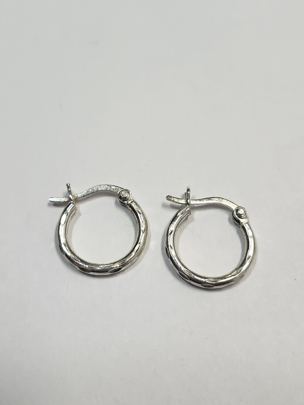Sterling Silver Textured Hoop Earrings